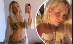 Lottie Moss shows off her figure in a barely-there strappy bikini ...