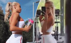 Tammy Hembrow gives onlookers an eyeful as she exercises in barely ...