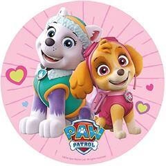 Dekora Paw Patrol Skye & Everest cake topper made of edible paper (Dekora 160163 for PAW PATROL fans Round 20cm 8 Edible WAFER cake topper. Licensed. Dekora)