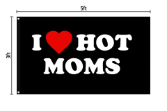 siixoi I Love Moms Flag I Heart Hot Moms Flag Ft Funny Banner for Indoor Outdoor and College Dorm (I Love Hot Moms Flag Outdoor Heavy Duty I Heart Hot Moms Flag Gift for Mom)