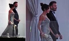 Victoria Beckham dons a silver gown as she arrives at son ...