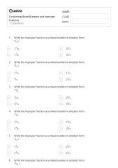 50+ Mixed Numbers and Improper Fractions worksheets for 8th Year ...