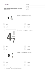 50+ Mixed Numbers and Improper Fractions worksheets for 6th Grade ...