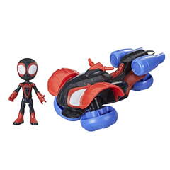 Marvel Spidey and His Amazing Friends Change 'N Go Techno-Racer and 4-Miles Morales (Toy Partner Spidey Amazinf Friends Mile Morales Action Figure)