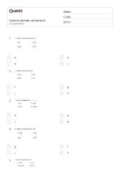 50+ Converting Percents, Decimals, and Fractions worksheets for ...