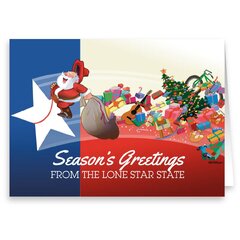 Stonehouse Collection Texas Flag and Santa Christmas Card (Texas State and Santa Christmas Card - 18 Cards & Envelopes (Standard)40013)