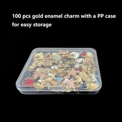 Tangser 100pcs Assorted Gold Plated Enamel Pendants Necklace Bracelet Charms for Necklace Bracelet Jewelry Making and Crafting with A PP Case (Tangser 100Pcs Assorted Gold Plated Enamel Pendants Necklace Bracelet Charms)