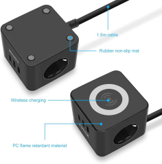 Socket Cube with USB Power Strip with Inductive Charging Function ...