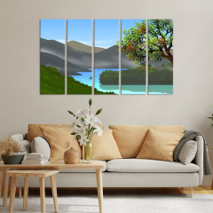 DecorGlance Mountain & River Scenery Painting - With 5 ...