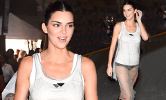 Kendall Jenner flashes her black underwear beneath her sheer ...