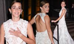 Emma Watson looks ethereal in a backless lace white gown at Caring ...