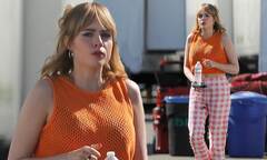 Lucy Boynton flashes her midriff in a crop-top as she films for ...