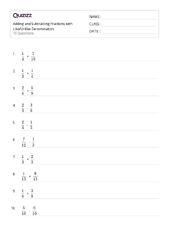 50+ Subtracting Fractions with Unlike Denominators worksheets for ...