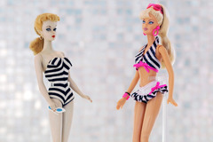 Year 2008 Barbie Then and Now 12 Doll Bathing Suit Caucasian Model Barbie P6508 with Sunglasses, Bangles, Phone and Hairbrush