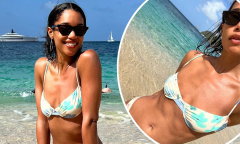 Laura Harrier dons a floral bikini as she shares sizzling snaps ...