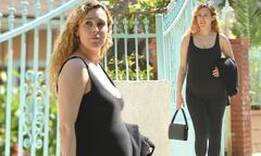 Rumer Willis displays her baby bump in a skintight black bodysuit ...