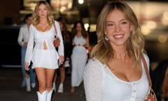 Sydney Sweeney offers a glimpse of her toned tummy as she dons a ...