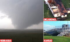 Moment tornado barrels towards Nebraska highway - as TWO DOZEN ...