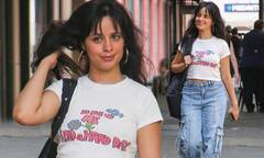 Camila Cabello keeps it casual in oversized jeans and a cropped T ...