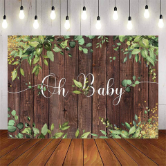 Sensfun Greenery Baby Shower Backdrop for Boy Girl Gender Neutral Baby Shower Party s Green Eucalyptus Leaves Gold Oh Baby Banner (Mocsicka Rustic Wood Baby Shower Background)
