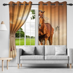 Renaiss Horses Curtains Stallion Animals Running on a Mystic Sunset Sky 3D Wild Animals Pattern Nature Lover Theme Window Curtain for Living (Renaiss Horses Curtains Stallion Animals Running on a Mystic Sunset Sky 3D Wild Animals Pattern)