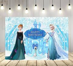 Snow White Backdrop for Birthday Party Supplies Frozen Photo Backgrounds Princess Elsa Anna Theme Baby Shower Banner in