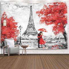 Eiffel Tower (Paris Tower Tapestry Red Tree)