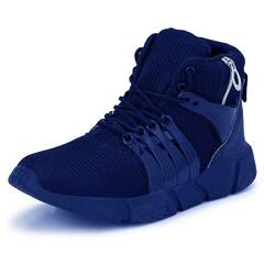 Stylish Navy Blue Mesh Running Sports Shoes For Men (Shoe Island Men's Lace Up Sports Shoes)