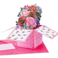 POPGIFTU Pop Up Greeting Card Rose Flower 3D Bouquet Box Cards For Valentine's, Birthday, Anniversar