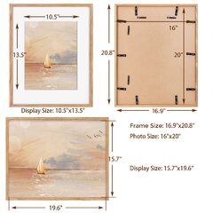 Oak Wood Picture Frame with Real Glass & Mat for Room Display (Solid Wood Picture Frame)