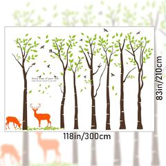 Giant Large Jungle 7 Brown Tree Decal DIY Removable Vinyl Sticker Green Leaf Leaves Birds and Deer for Kids Girl Boy Bedroom Living (MOXOXKY Mix Tree Decal 7 Trees Sticker Large Family Forest for Livingroom Kid Baby Nursery Room Deer Wooland Party)