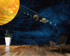 o Non Woven Photo 300 x 210 cm Planets Stars Sun Orbits Modern XXL Abstract Luxury 300 cm x 210 cm (solar system tv )