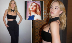 Sydney Sweeney puts on a busty display in a sexy black satin ...