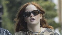 Ellie Bamber shows off her quirky sense of style in a camoflage ...