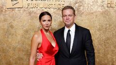 Matt Damon's wife Luciana Barroso exudes glamour in a plunging red ...