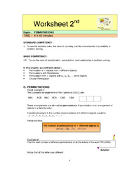 WORKSHEET 2 PERMUTATIONS | Summaries Mathematics | Docsity