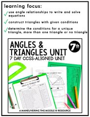 Angles and Triangles Unit 7th Grade CCSS - Maneuvering the Middle