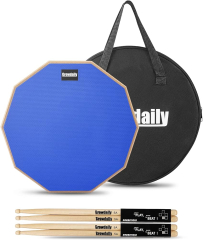 GrowDaily Drum Practice pad for drumming Drum pad and sticks 12 In,Sided With 2 Pairs/4 Maple 5A Drum sticks & Storage Bag