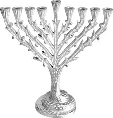 Ner Mitzvah Tree of Life Hanukkah Menorah Fits All Standard Chanukah Candles (Tree of Life Hanukkah Menorah)