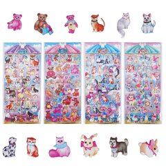 3D Puffy Pet Stickers for Kids Girls Cute Stickers with Cat Puppy Bear Rabbit,Reusable Small Puff Stickers for Adults Phone Case Digital Camera (Pet Puffy Stickers)