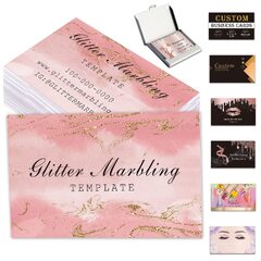 Custom Business Cards Customize with Logo QR Code Personalized Nail Cards 1000 500 200 100 for Small Business (Glitter Marbling Business Card Template)