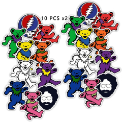 GTOTd Stickers for Cute Bear Rock Band Merch Cartoon Colorful Gifts Party Supplies Vinyl Stickers for Window Phone Laptop (Grateful Dead Dancing Bears ) (Grateful Dead Dancing Bear Embroidered Patch Set of 5)