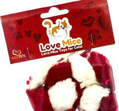 AXEL PETS 20 I Love You Romantic Cat Mice Toys with Catnip and Rattle Sound Made of Real Rabbit Fur Interactive Catch Play Mouse Toy for Cat