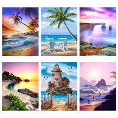 Buy WHATWEARS 6 Pack Diamond Painting Kit 5D Sunset Beach Diamond ...