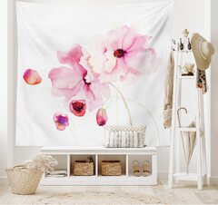 Ambesonne Watercolor Flower Collection, Poppy Flowers in Soft Colors Watercolor Effect, Bedroom Living Kids Girls Boys Room Dorm