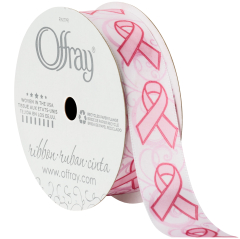 Offray 7/8" Breast Cancer Single Face Satin Ribbon (Pink Breast Cancer Awareness Ribbon)