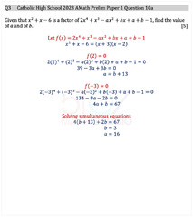 AMath Worksheets | Polynomials Remainder and Factor Theorems