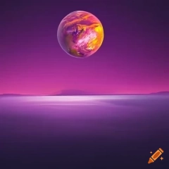High-contrast of earth from space with orange sea and purple ...