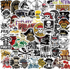 53 PCS Pirate Stickers,Jolly Roger Stickers Decals for Pirate Party,Skull and Crossbones Stickers for Water Bottles,Laptop,Cellphone,Skateboard