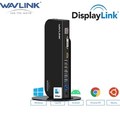 Wavlink USB 3.0 Universal Dual Display Docking Station (WAVLINK USB 3.0 / USB C Universal Dual Display Docking Station Support HDMI and DVI/VGA/HDMI with 6 USB Ports,Gigabit Ethernet and Audio Jack for Win)